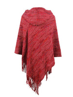 Red textured shawl with fringes on a white background