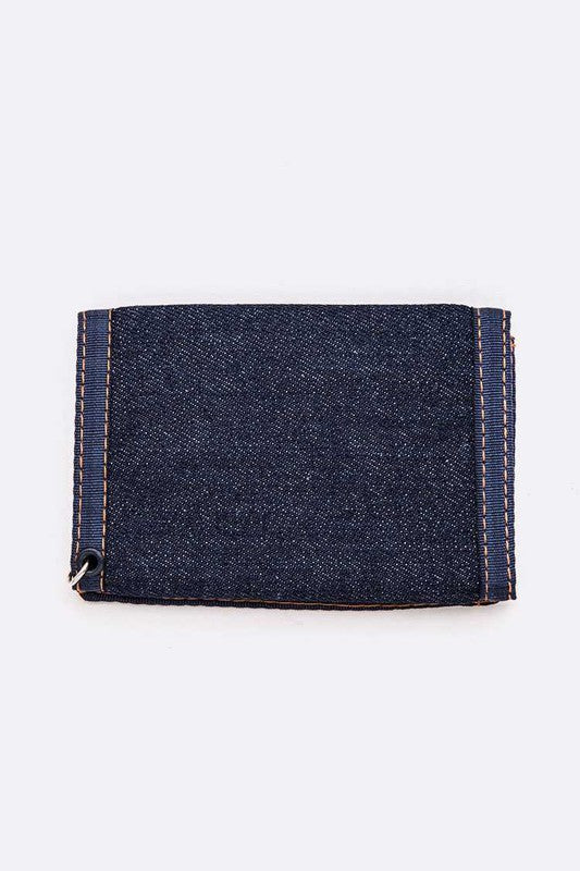 Denim wallet on a white background
