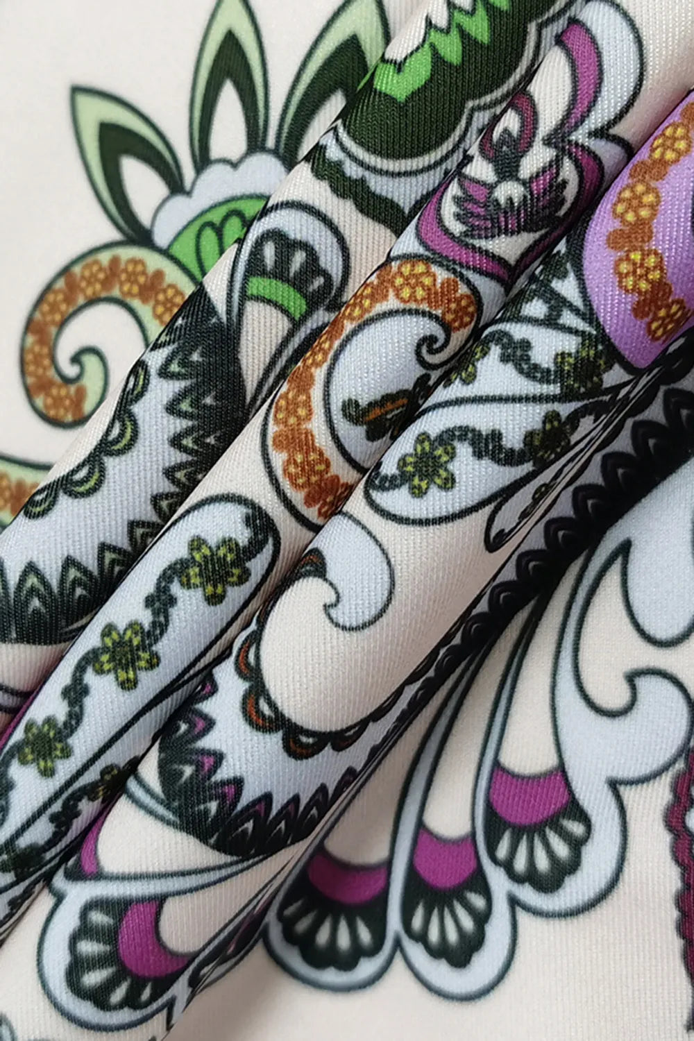Close-up of colorful paisley patterned fabric