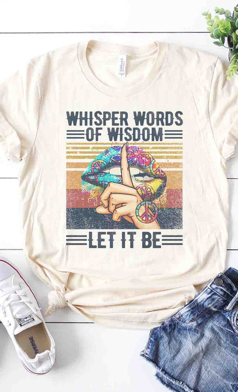 Beige Whisper Words of Wisdom Let it be graphic tee PLUS