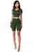 Green 2PC SET CROP TOP WITH BICYCLE PANT