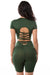 2PC SET CROP TOP WITH BICYCLE PANT in green