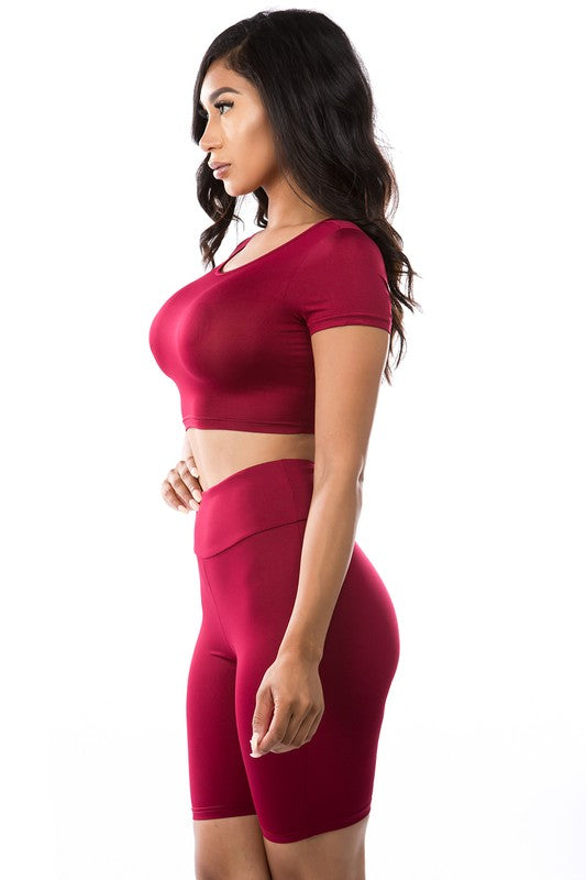 active wear set in red for women