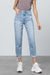 High Waist Ripped Hem Tapered Jeans
