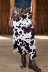 Abstract Print Western Long Metal Zip-Up Waist Daily Wear Skirt