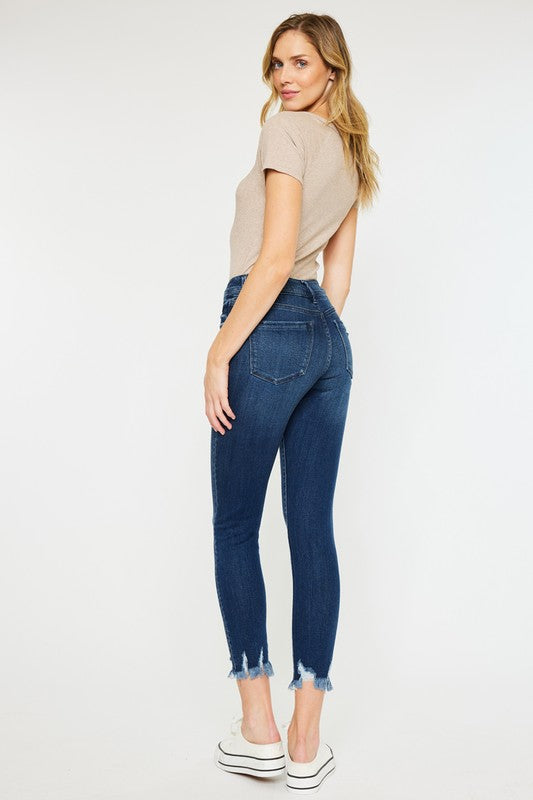 Back of HIGH RISE GIRLFRINED JEANS LIGHT WASH
