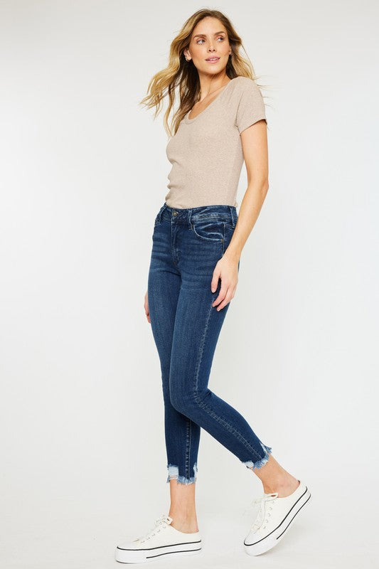 Side view of HIGH RISE GIRLFRINED JEANS LIGHT WASH