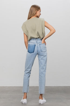 Back of HIGH WAIST PREMIUM TAPERED JEANS