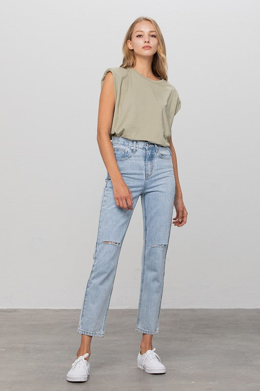 Sexy HIGH WAIST PREMIUM TAPERED JEANS