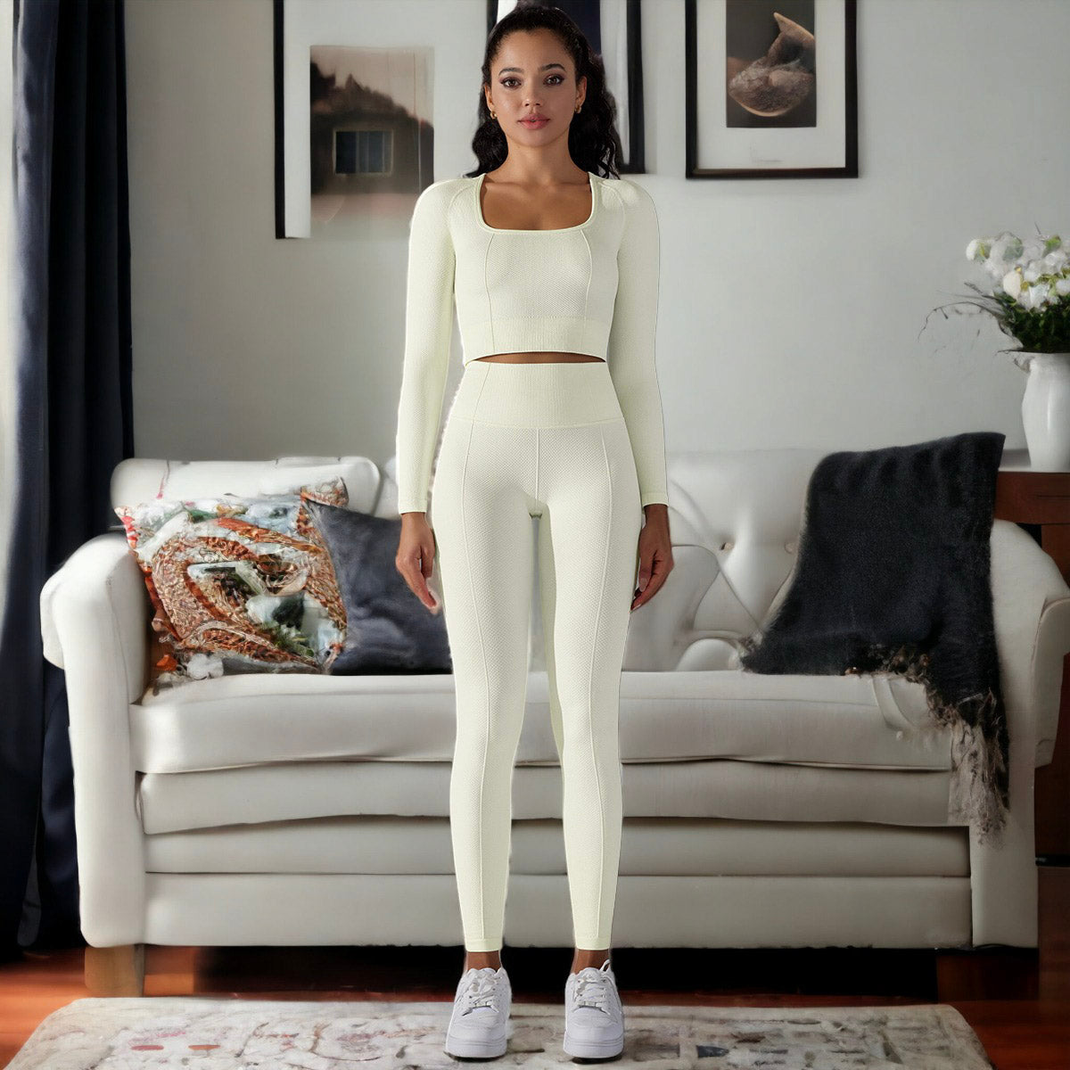 White Long Sleeve Activewear Set