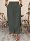 Plus Size High-Waisted Elastic Waist Pants with Pockets