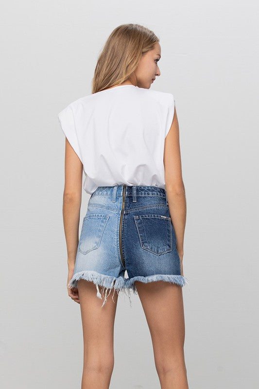 ZIP CODE TWO TONE PREMIUM DENIM SHORTS for teens