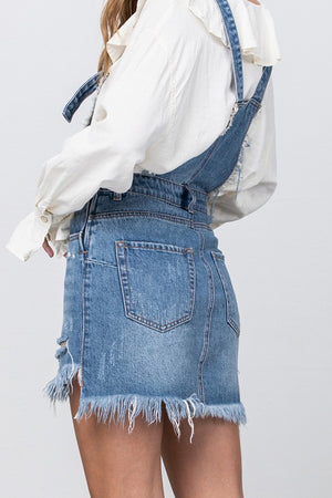 Buy FRAYED DETAIL OVERALL SKIRT