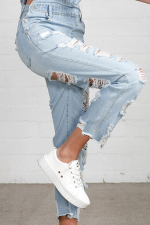 HEAVY DISTRESSED STRAIGHT FIT OVERALL for her