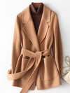Double-Sided Wool Coat with Belt For Women