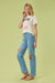 Side view of High Rise Distressed Wide Leg Jeans