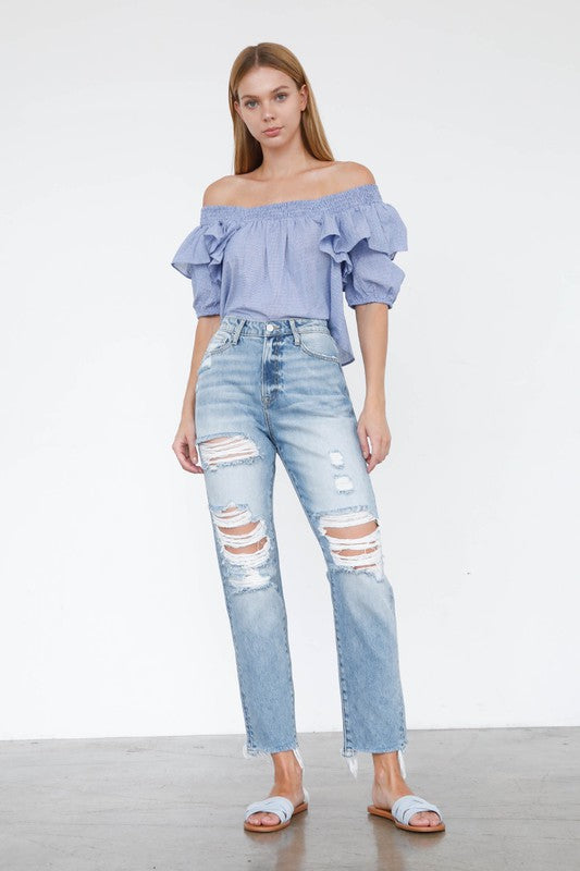 Trendy HIGH RISE MOM JEANS