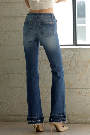 Trending MID-RISE DOUBLE UN-HEM PREMIUM FLARE JEANS