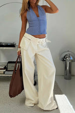 white Wide Leg Jeans with Pockets