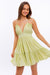 Full view of HALTER BABYDOLL TIERED MINI DRESS -PISTACHIO 