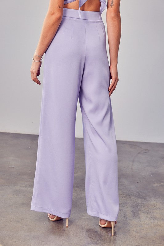 View of the back of the wide leg pants