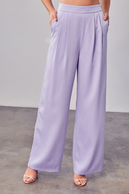 wide leg pants in purple