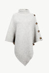 Turtleneck Buttoned Poncho For Women