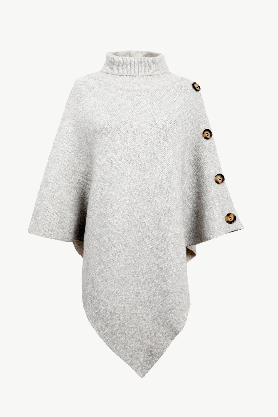 Gray poncho with button details on a white background