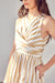 close up view of FRONT CROSS BACK TIE DRESS-taupe