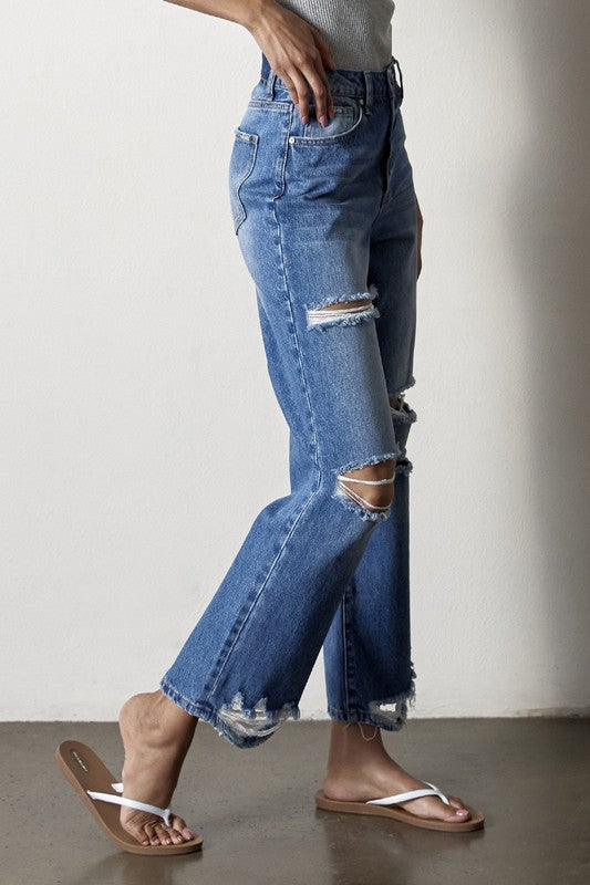 Shop Destroyed Straight Jeans