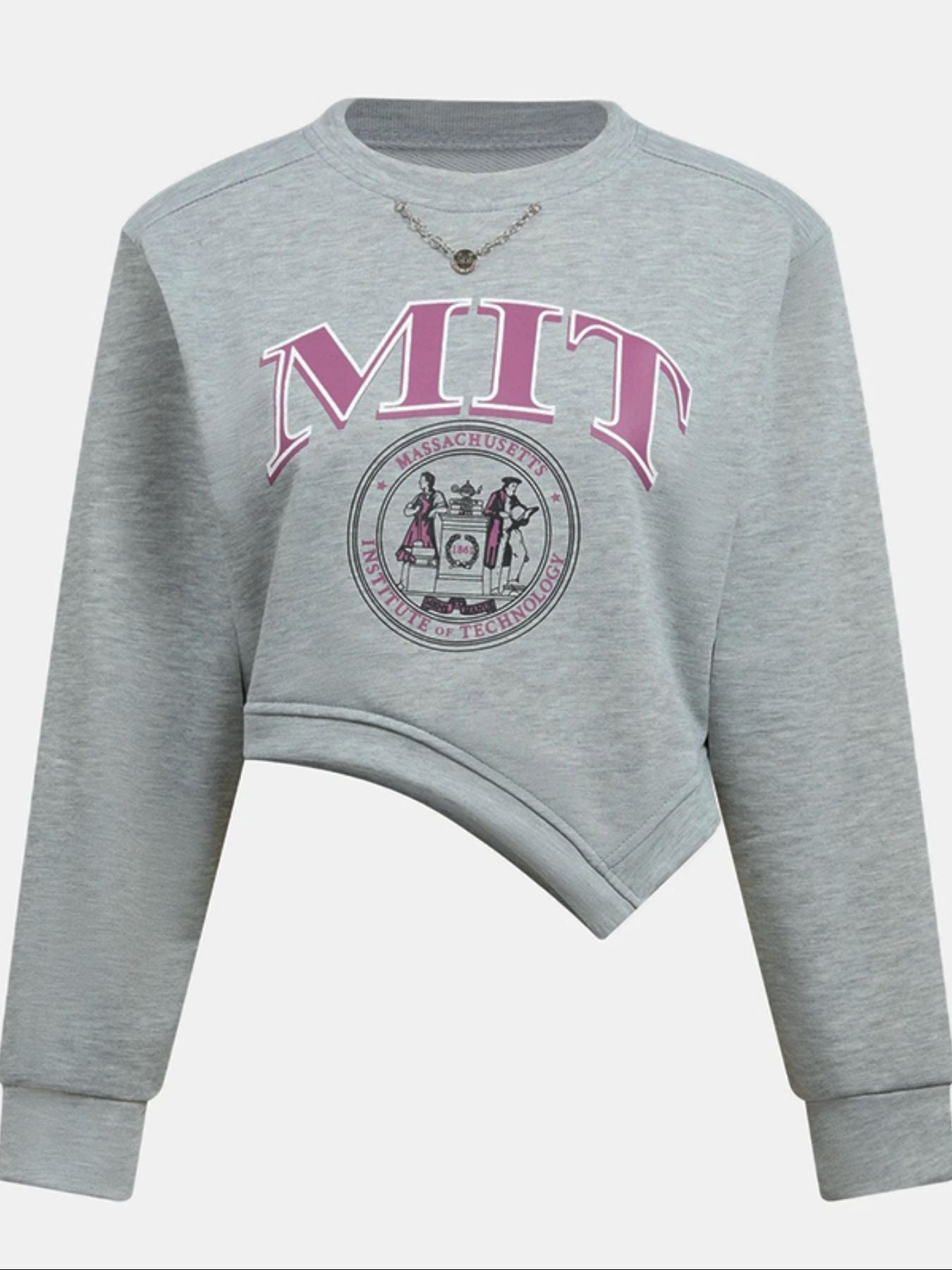 Gray sweatshirt with MIT logo on a white background
