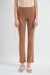 front view of HIGH WAIST RIB FLARED PANTS-brown