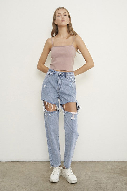 Trendy HIGH RISE STRAIGHT JEANS