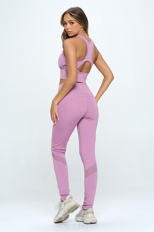 Veiw of the back of Women&#39;s Two Piece Activewear Set Cut Out Detail