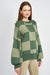 Side view of CHECKERED SWEATER WITH BUBBLE SLEEVES green