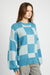 side view of CHECKERED SWEATER WITH BUBBLE SLEEVES