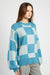 side view of CHECKERED SWEATER WITH BUBBLE SLEEVES