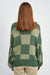 back view of CHECKERED SWEATER WITH BUBBLE SLEEVES green