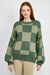 view of CHECKERED SWEATER WITH BUBBLE SLEEVES green
