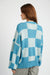 Back view of CHECKERED SWEATER WITH BUBBLE SLEEVES