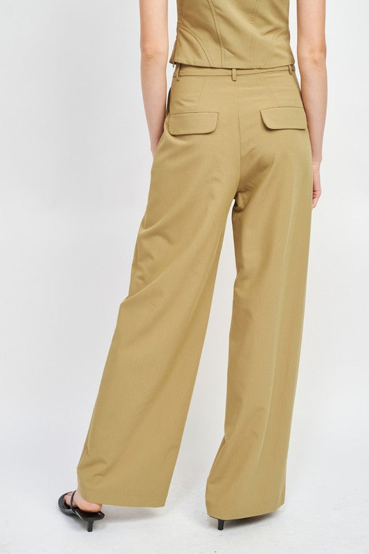 ASYMMETRICAL LONG BELT TROUSERS