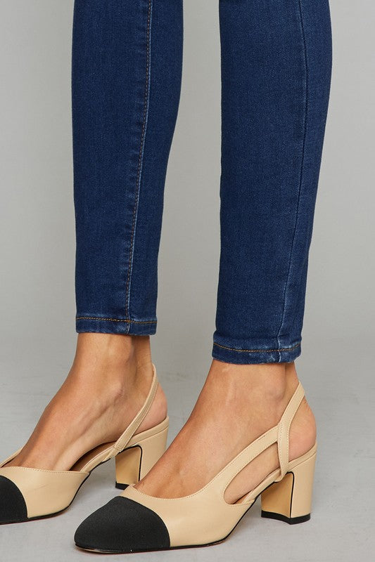 Close up view of the ankle of High Rise Super Skinny Jeans
