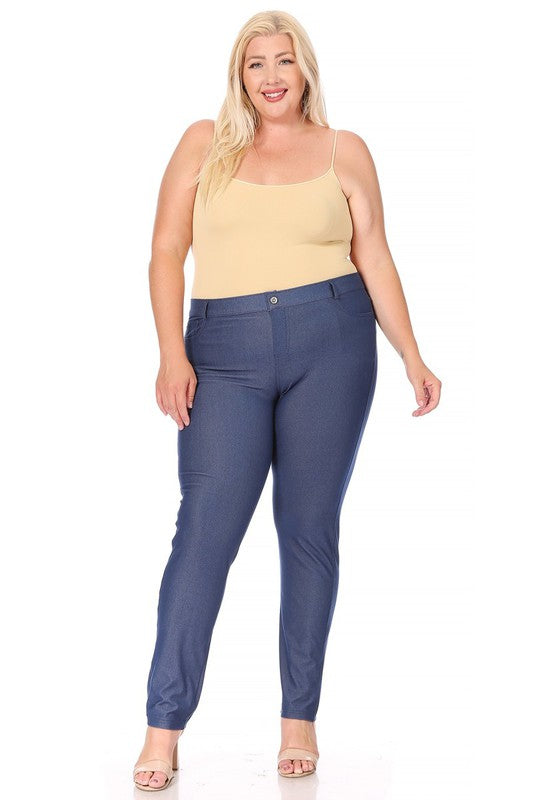 Plus size, stretchy, pull up, full length jeggings - East Hills