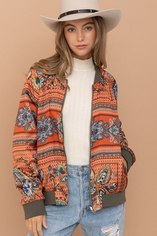 Reversible Satin Paisley Bomber Jacket