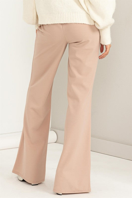 SEEKING SULTRY HIGH-WAISTED TIE-FRONT FLARED PANTS