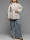 Hooded Windbreaker Jacket with Drawstring Waist