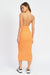 Back view of HALTER NECK BODYCON MIDI DRESS-orange