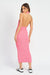 Back of HALTER NECK BODYCON MIDI DRESS-pink