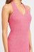 Full view of HALTER NECK BODYCON MIDI DRESS-pink