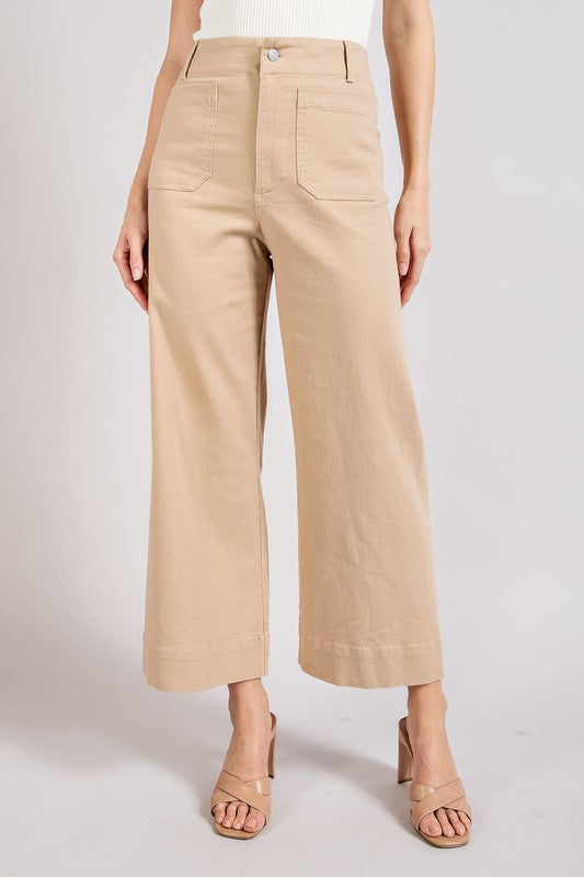 SOFT WASHED WIDE LEG PANTS-taupe